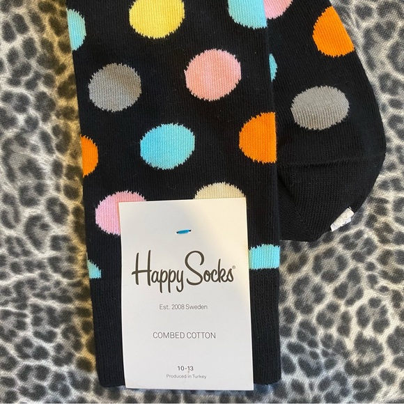 Happy Sock Big Dot Black Multicolor Socks NWT Polka Dot - Picture 9 of 10